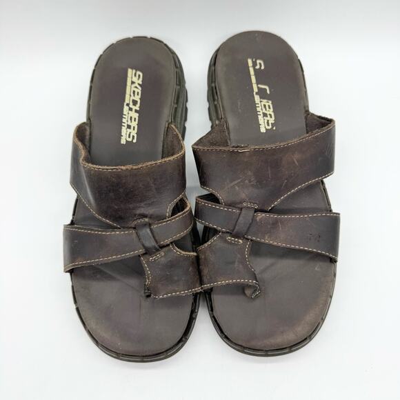 Vintage Y2K Men's Chunky Skechers Jammer Retro Strappy Slide Sandals Brown 9 - Picture 5 of 15